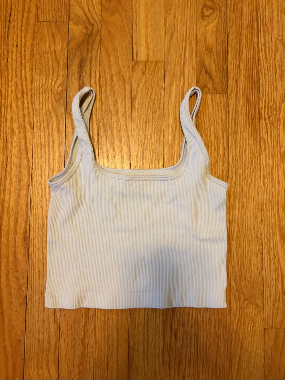 Ribbed Square-Neck Crop Tank Top - Gray